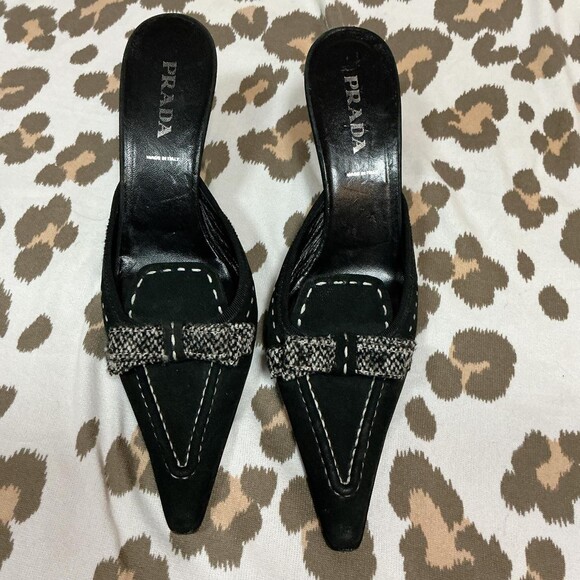Prada Black suede Mules